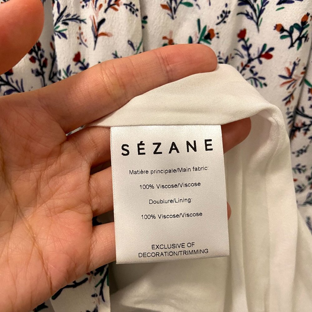 Sezane Aure Dress in Blue foliage print white 36 - Picture 7 of 7